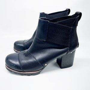 Sorel Chelsea Leather Heeled Black Bootie